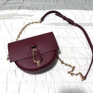 Zac Posen Mini Belay Leather Crossbody Saddle Bag